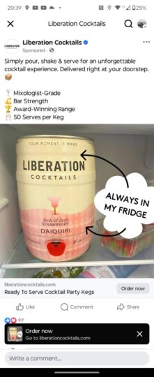 Liberation 5L Partykeg Strawberry Daiquiri fridge 600